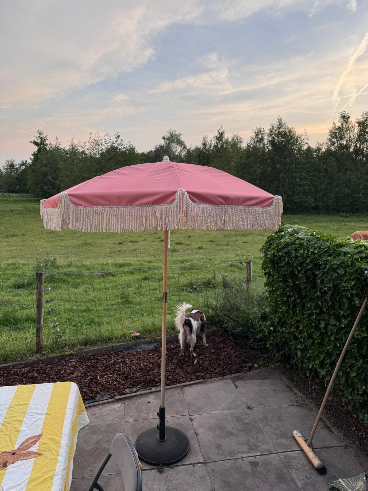 Ibiza Style Parasol incl. zware voet en hoes, Tuin en Terras, Ophalen of Verzenden, Zo goed als nieuw, Minder dan 1 meter, Parasolvoet