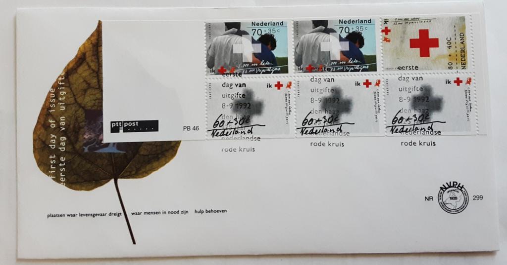FDC E299 125 jaar Rode Kruis 1992 NL onbeschreven met tab, Postzegels en Munten, Postzegels | Eerstedagenveloppen, Ophalen of Verzenden