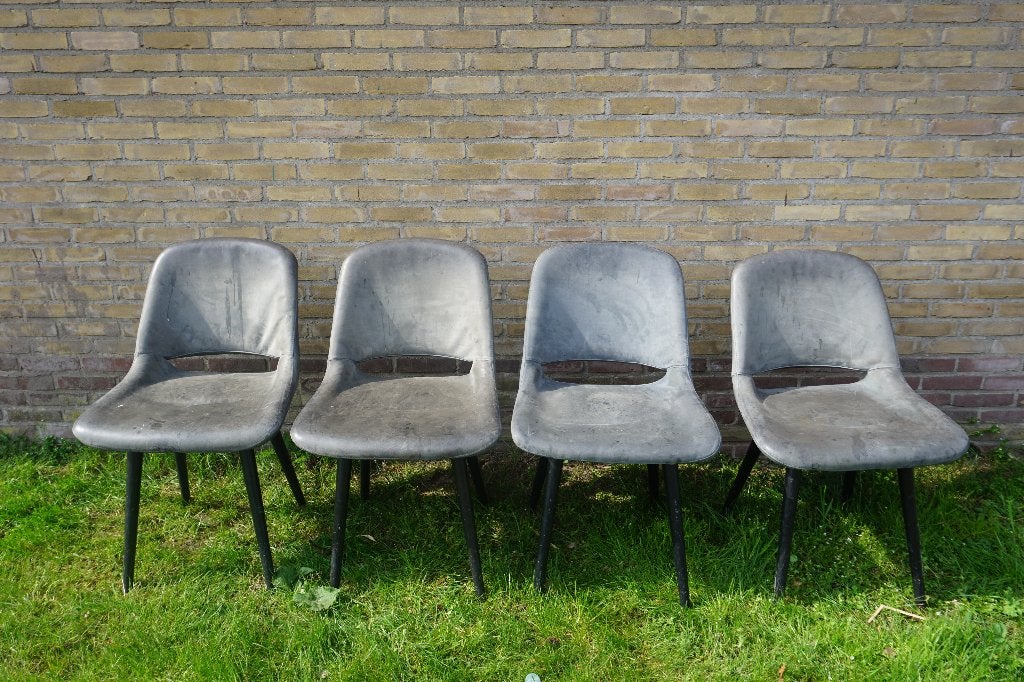 4 satelliet stoelen eetkamerstoelen horeca stoelen, Huis en Inrichting, Stoelen, Ophalen, Gebruikt, Leer, Vier