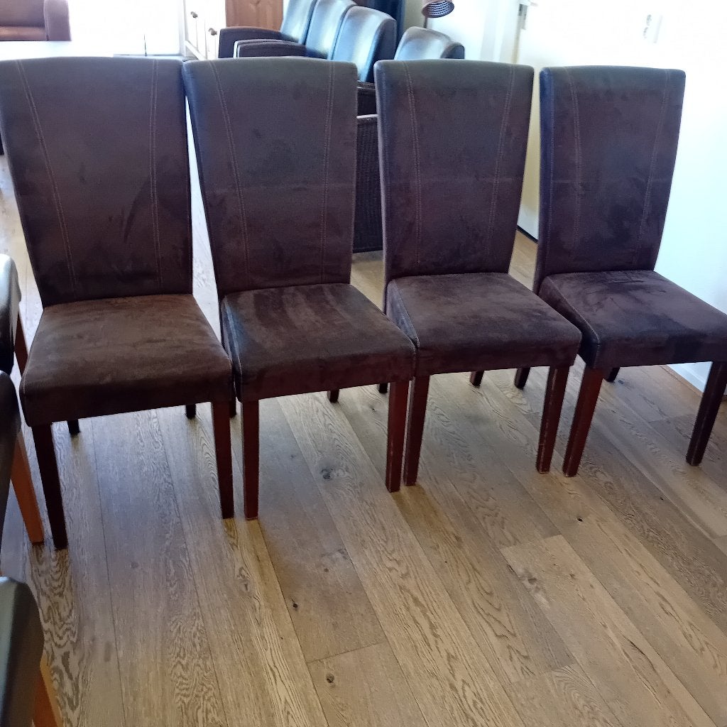 Te köop: 4 leren stoelen, donkerbruin, Ophalen, Gebruikt, Bruin, Vier