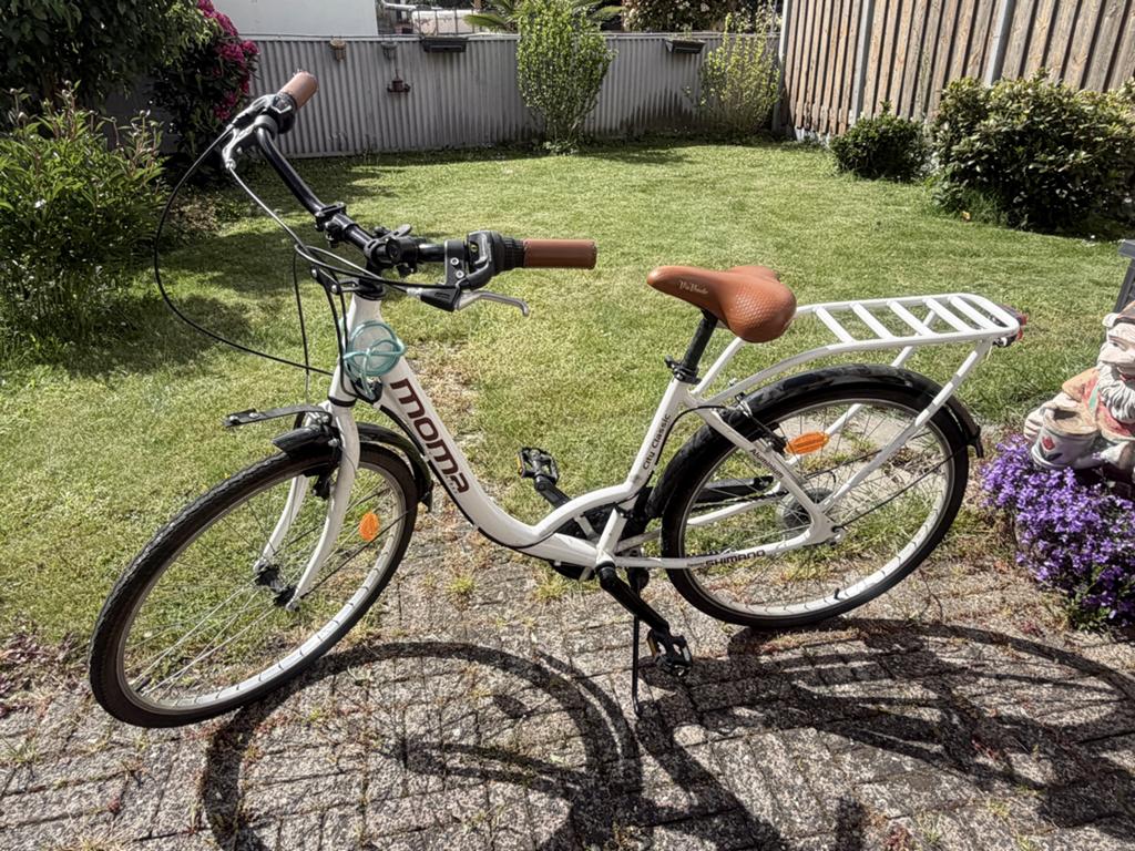 Moma City Classic Damesfiets - Wit, 18 versnellingen, Velgrem, 50 tot 53 cm, Ophalen, Overige merken