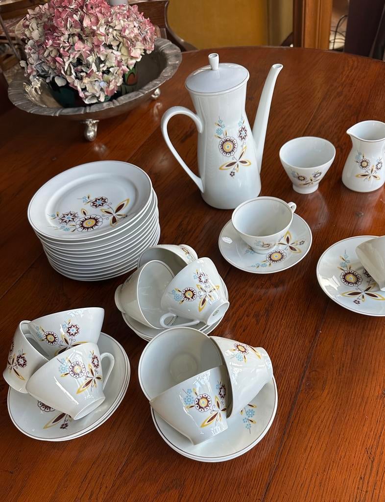 Vintage koffieservies + gebaksbordjes> Freiberger Porzellan, Ophalen of Verzenden