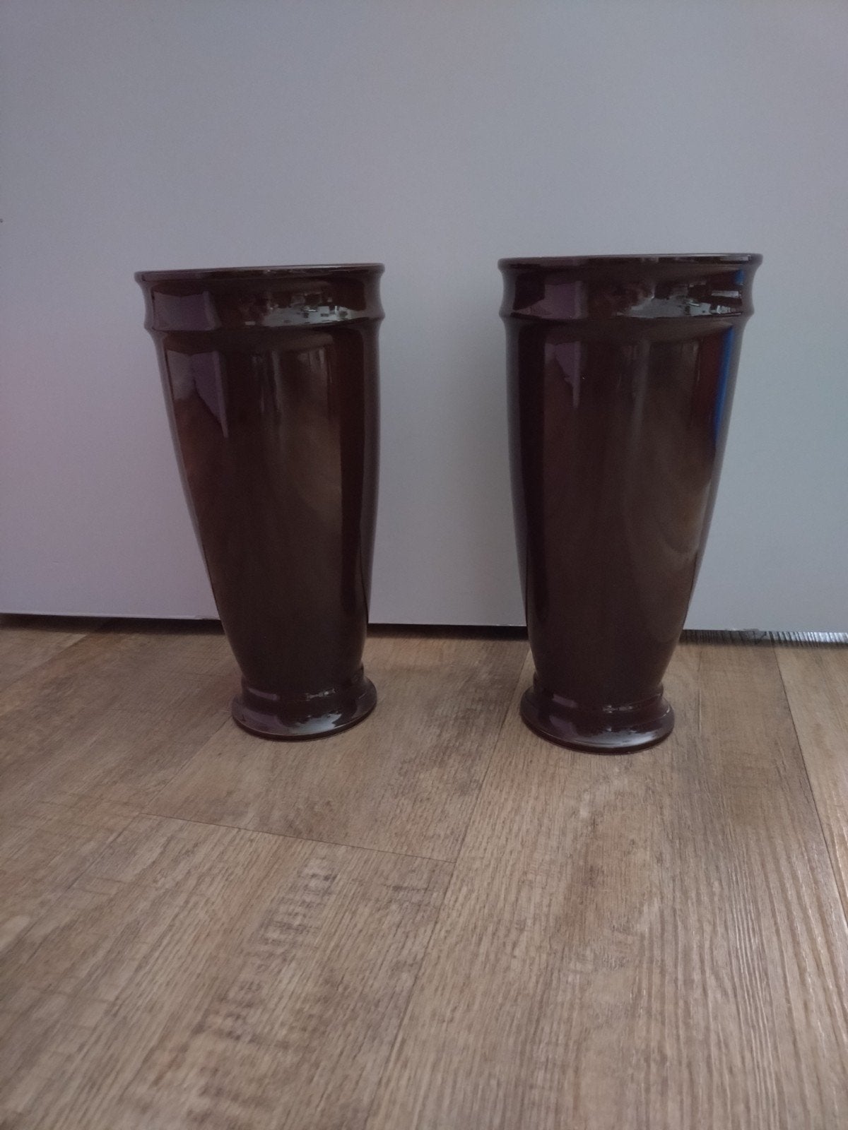 Set bloempotten., Bruin, Zo goed als nieuw, Steen/keramiek, Ophalen