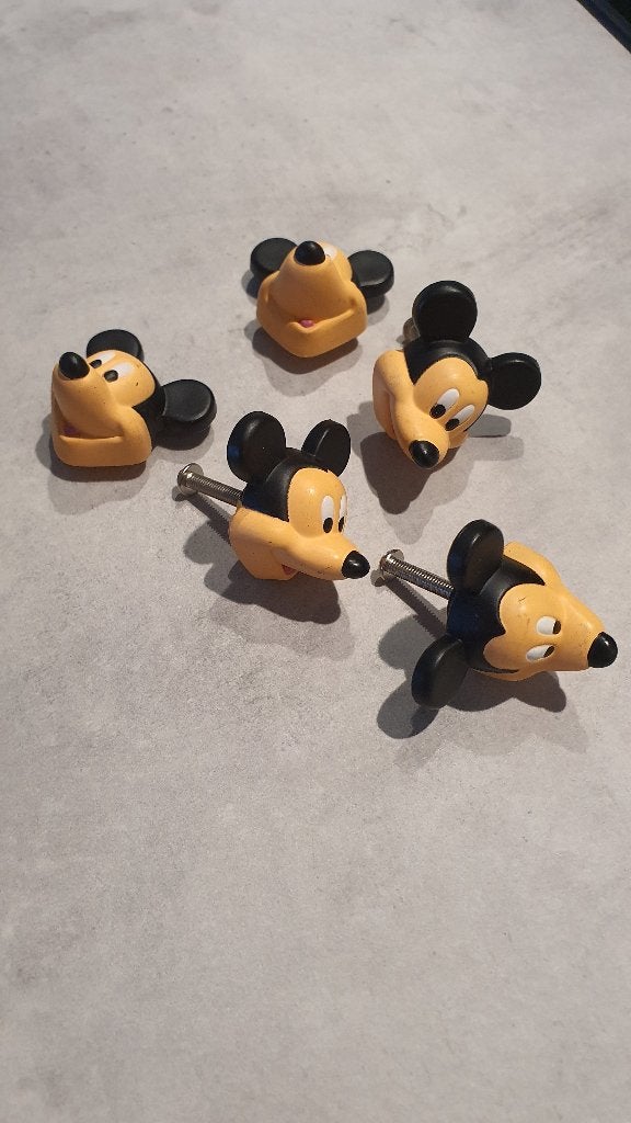Disney Mickey Mouse Kastknoppen Decofun Set 5, Ophalen of Verzenden, Mickey Mouse, Beeldje of Figuurtje