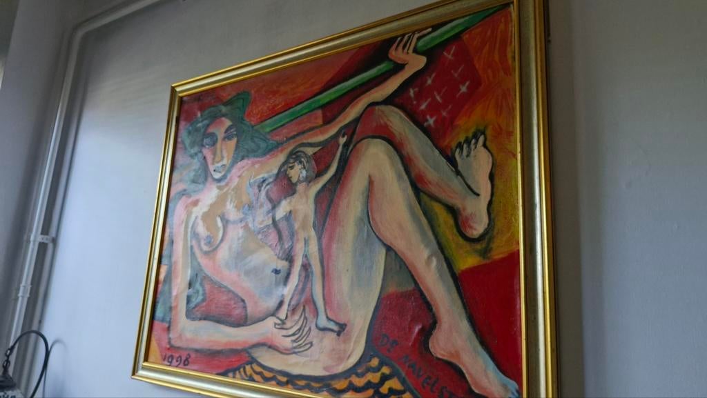 Schilderij Fabrice Hund - De Navelstreng (1998), Ophalen of Verzenden