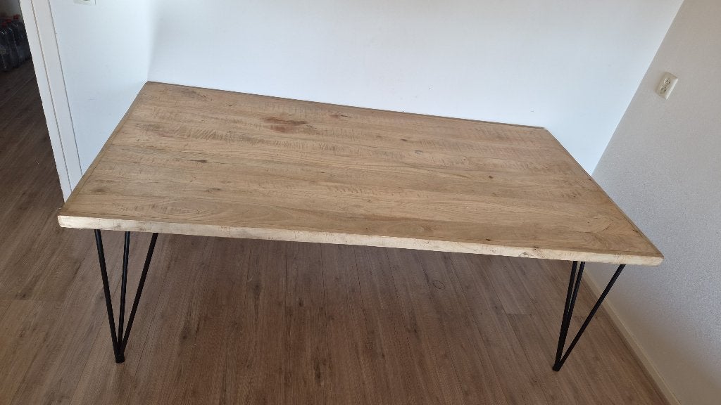 Grote houten eettafel, Ophalen, Gebruikt, 200 cm of meer, 200 cm of meer