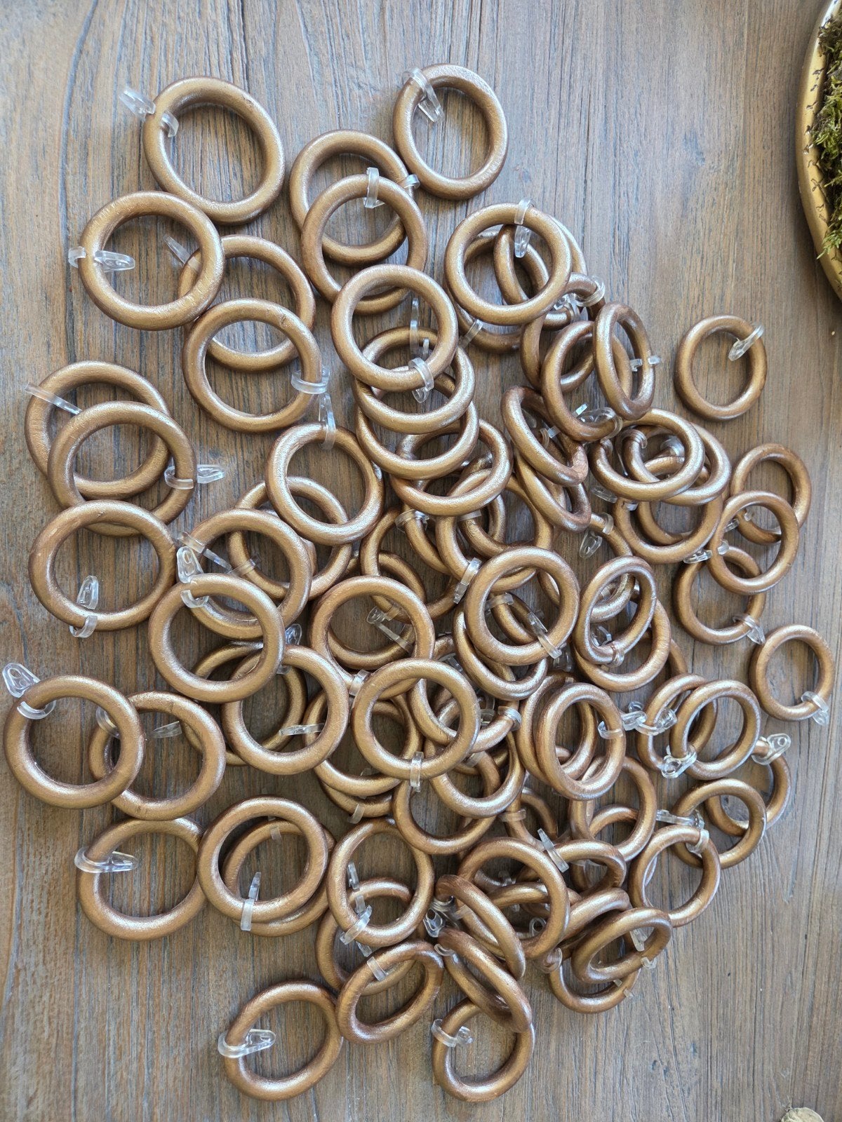 86 Houten Gordijnringen Bronskleurig, Huis en Inrichting, Bruin, Nieuw, Minder dan 100 cm, 50 tot 100 cm