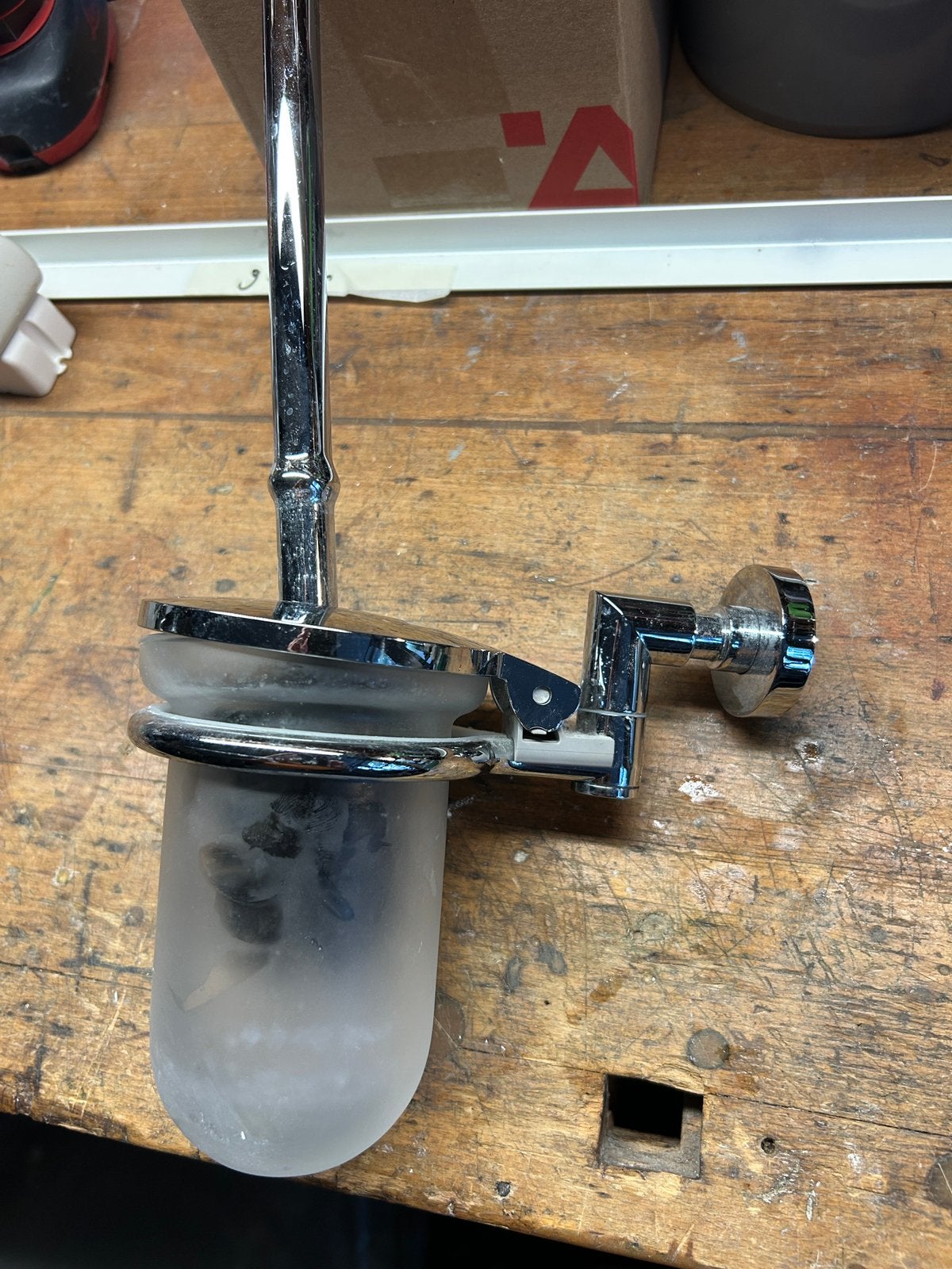 Toiletborstehouder met glazen beker, Ophalen of Verzenden, Nieuw, Chroom, Toilet