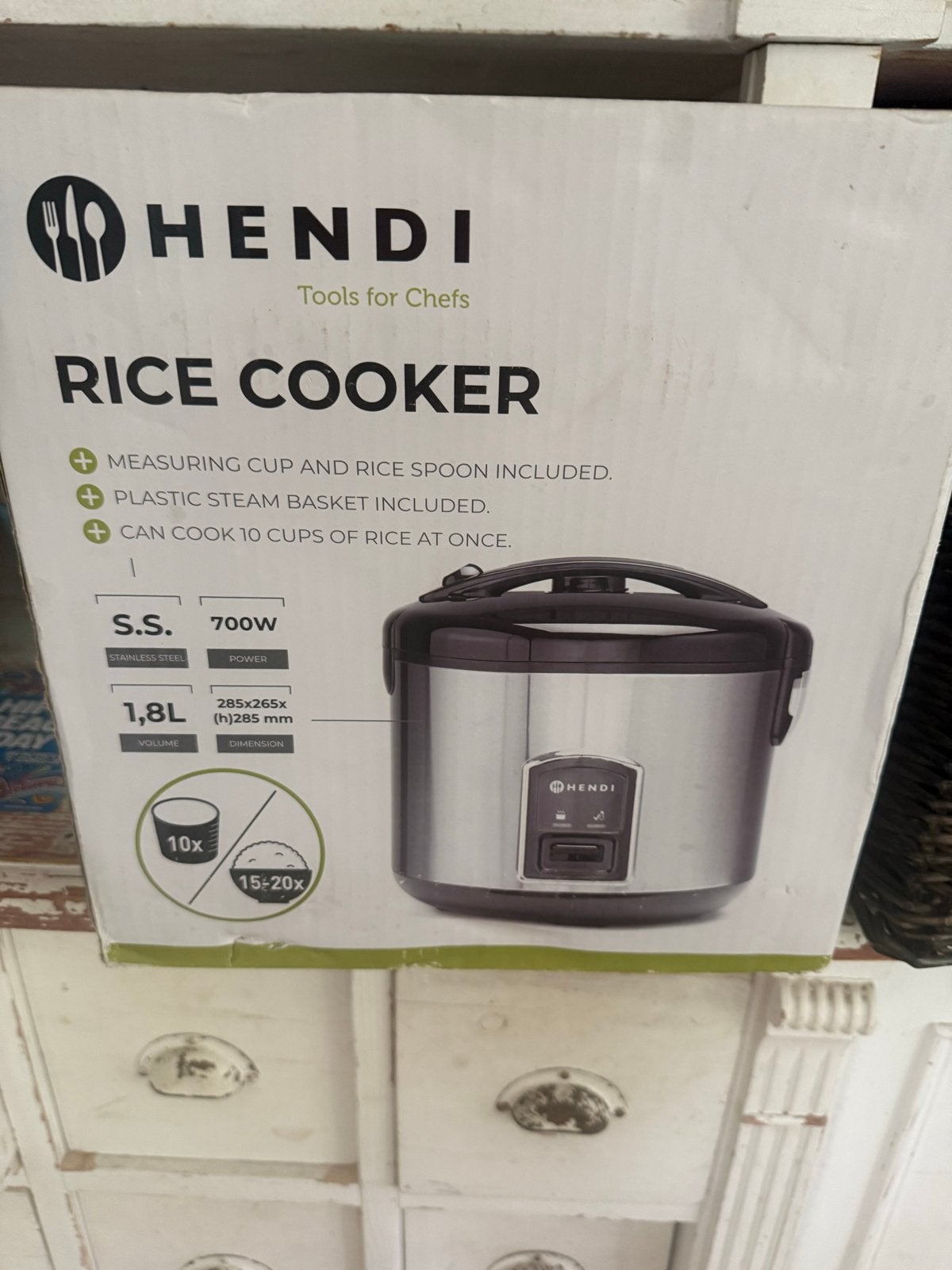 Nieuw in doos, Hendi Rijstkoker 1.8L - 700W met stoommandje, Ophalen of Verzenden, Nieuw
