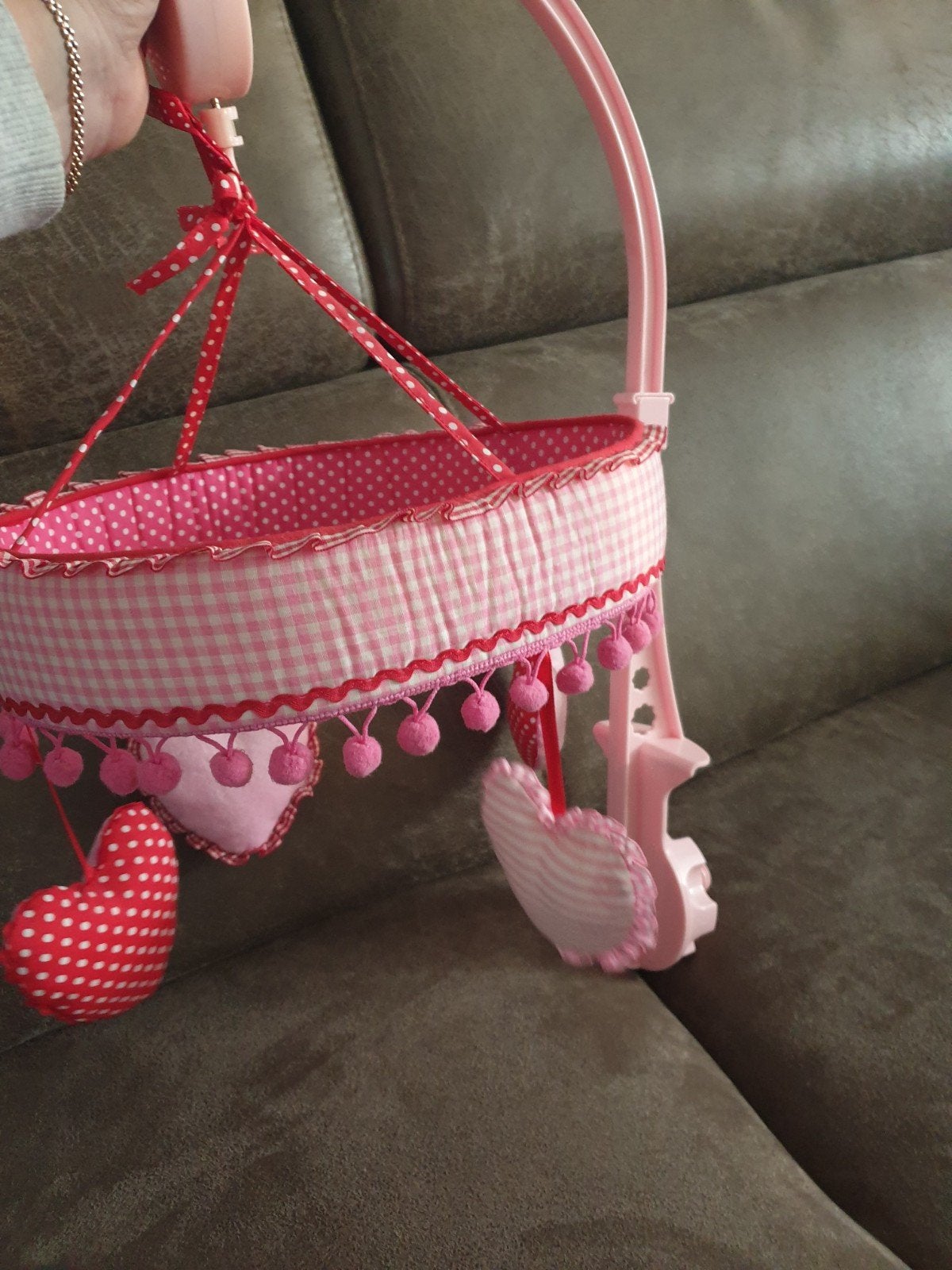 Leuke roze baby mobiel met hartjes, Ophalen of Verzenden, Zo goed als nieuw, Mobiel, Met geluid