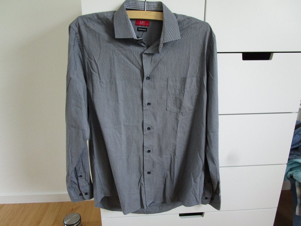 LIV - gestreept overhemd maat M, LIV, Zo goed als nieuw, Grijs, Halswijdte 39/40 (M)