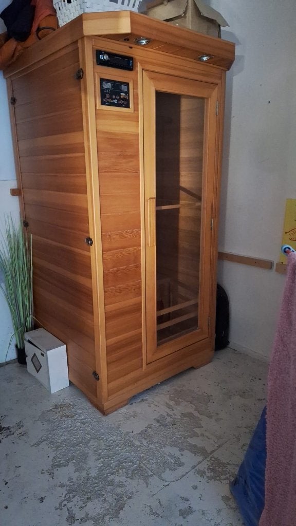 Sauna 2 persoon izgst, Ophalen of Verzenden, Zo goed als nieuw, Infrarood, Complete sauna