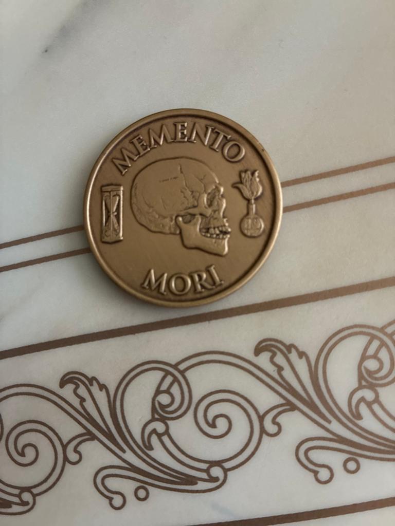 Memento Mori Munt - Doodshoofd Zandloper Roos, Ophalen of Verzenden