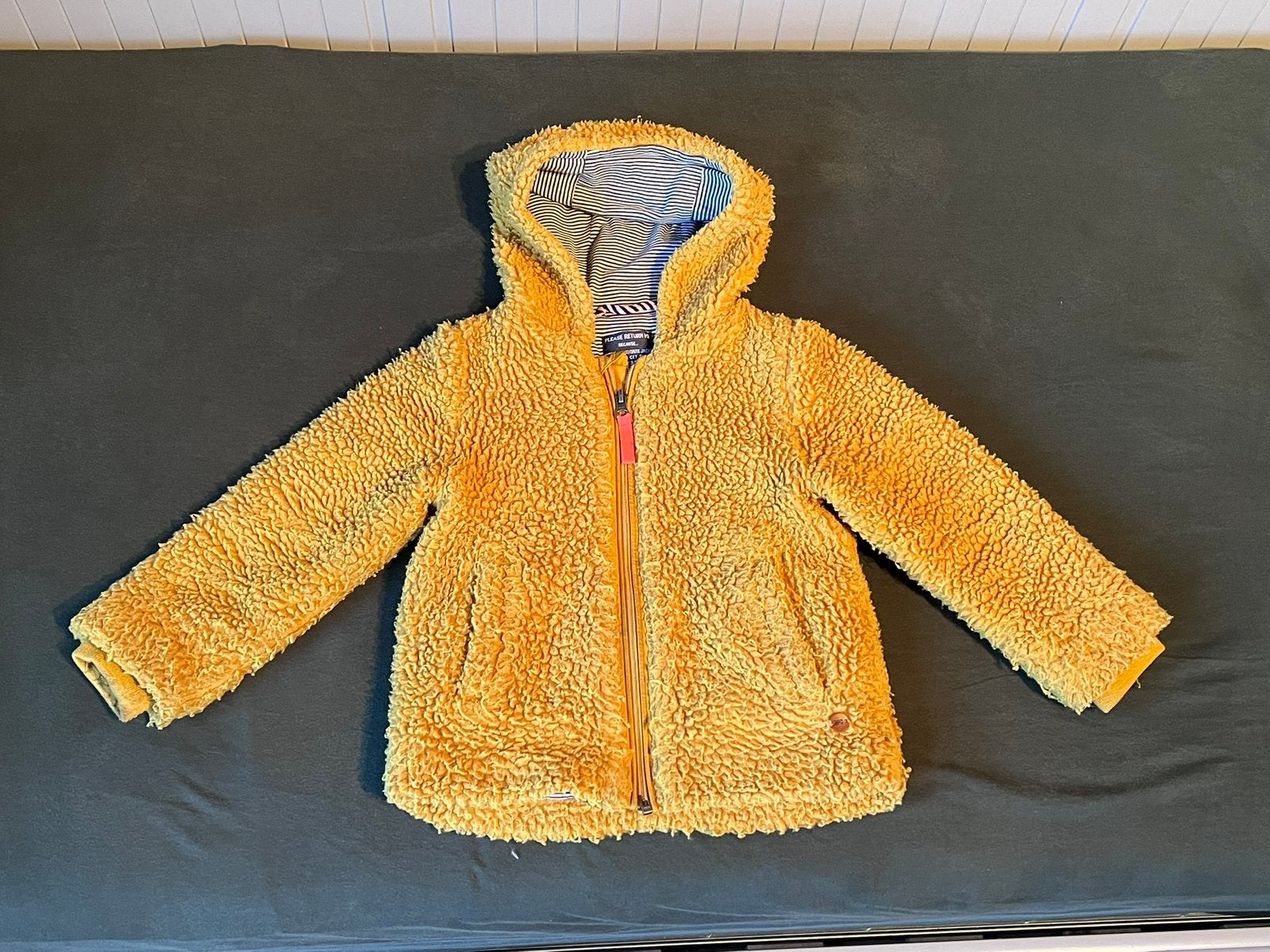 Teddy jas geel - maat 104, Ophalen of Verzenden, Gebruikt