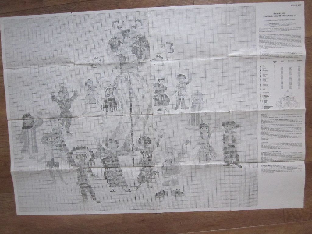Origineel borduur telpatroon "Kinderen van de hele wereld", Hobby en Vrije tijd, Ophalen of Verzenden, Nieuw, Handborduren, Patroon