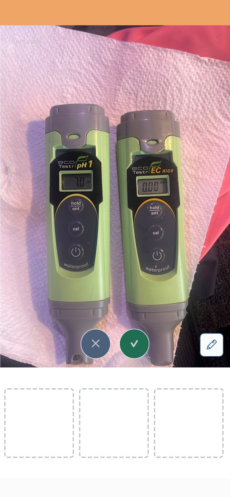 EcoTestr pH1 + EC High – getest & werkend, Ophalen of Verzenden, Gebruikt, Vocht of Vloeistof