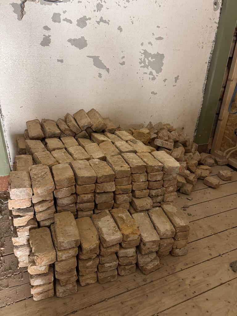 Oude handvorm ijselsteentjes jasmijn +310 steentjes, Ophalen, Gebruikt, Bakstenen