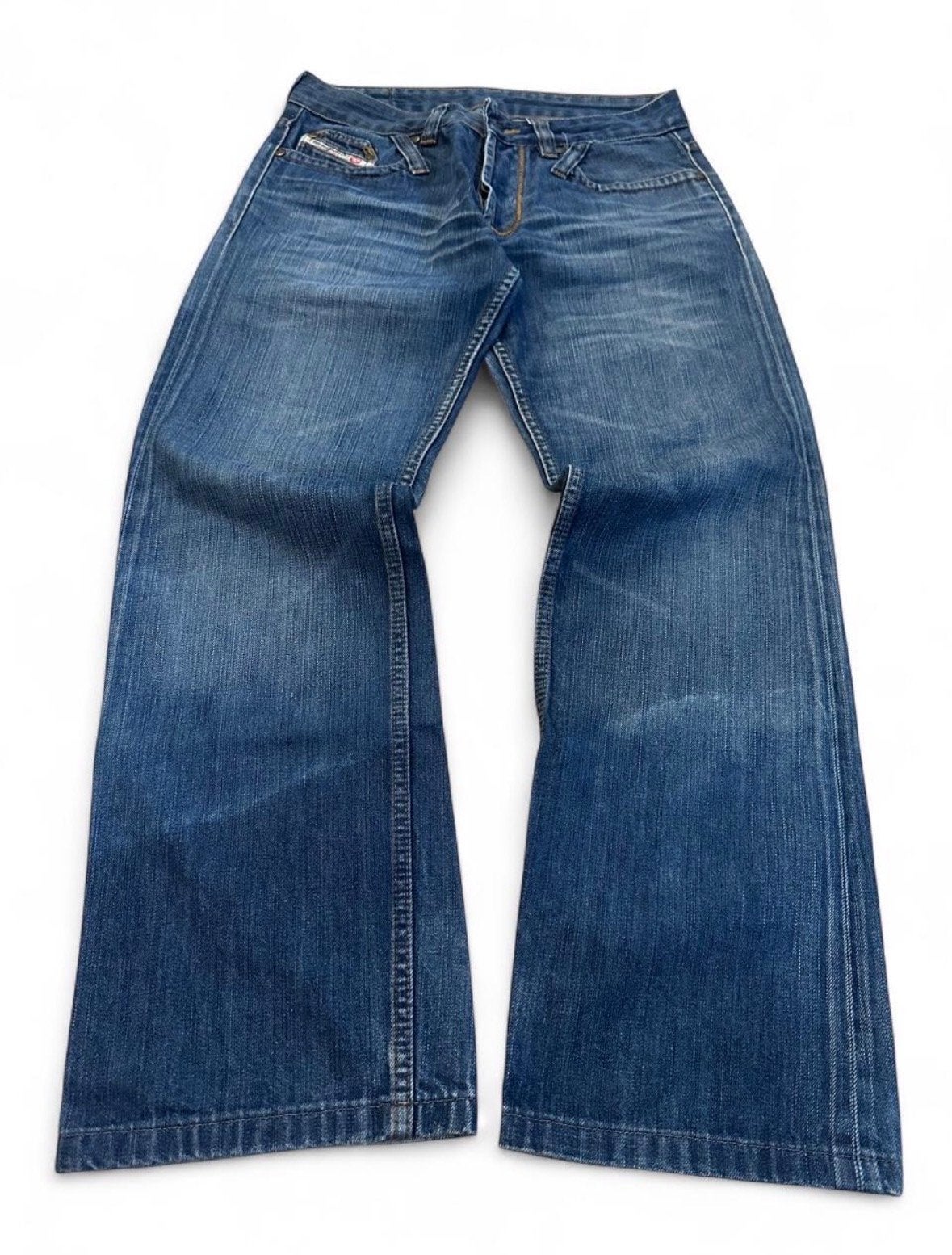 Vintage Diesel Kulter Jeans 30x30 Y2K Wide Leg Denim, Ophalen of Verzenden, Gedragen, Blauw, W32 (confectie 46) of kleiner