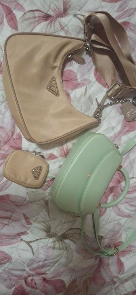 Pistache en Prada Tas - Nooit Gebruikt!, Sieraden, Tassen en Uiterlijk, Tassen | Damestassen, Ophalen, Nieuw, Beige, Handtas