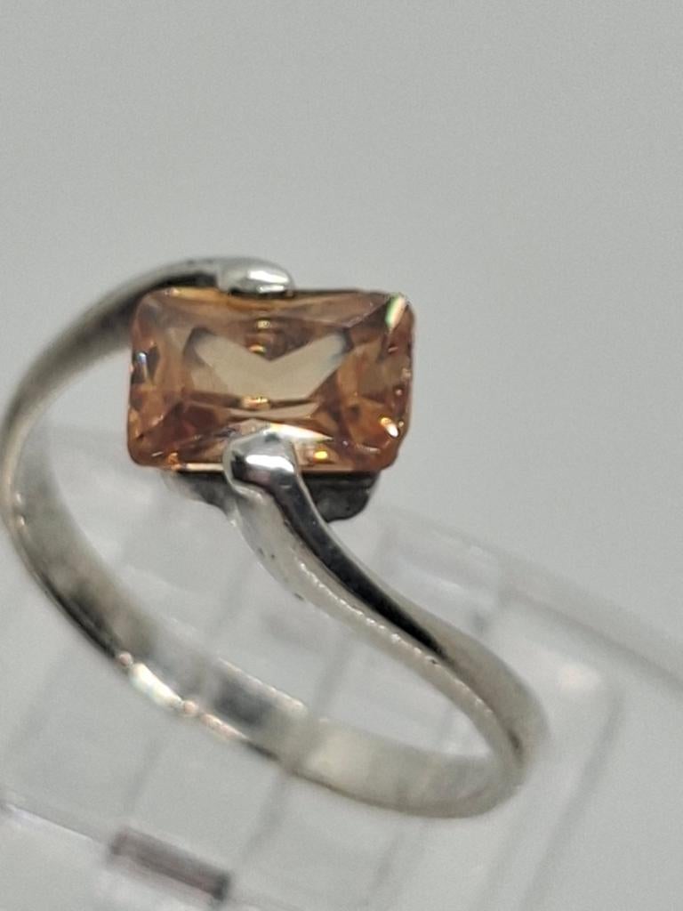 Zilveren Ring met Citrien Steen - Maat 55 (925), Sieraden, Tassen en Uiterlijk, Ringen, Oranje, Ophalen of Verzenden, 17 tot 18
