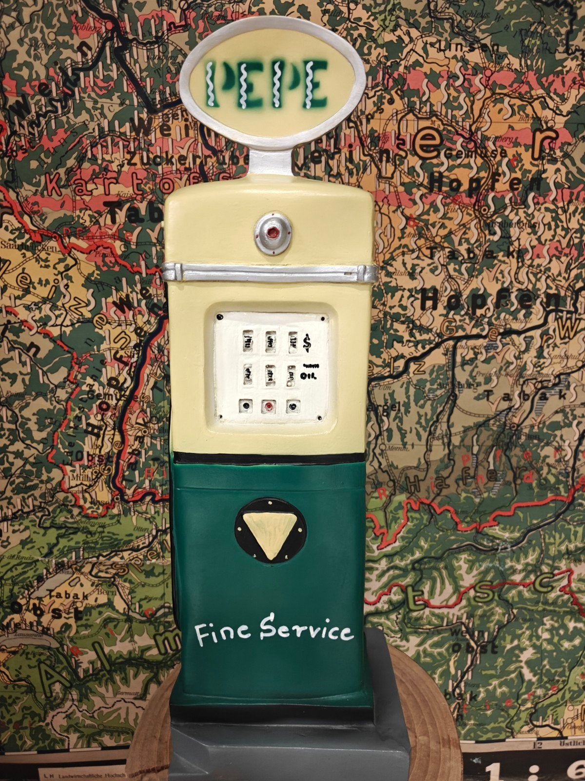Prachtige oude  benzine pomp Fine Service 50 x 19 cm 
l, Ophalen of Verzenden
