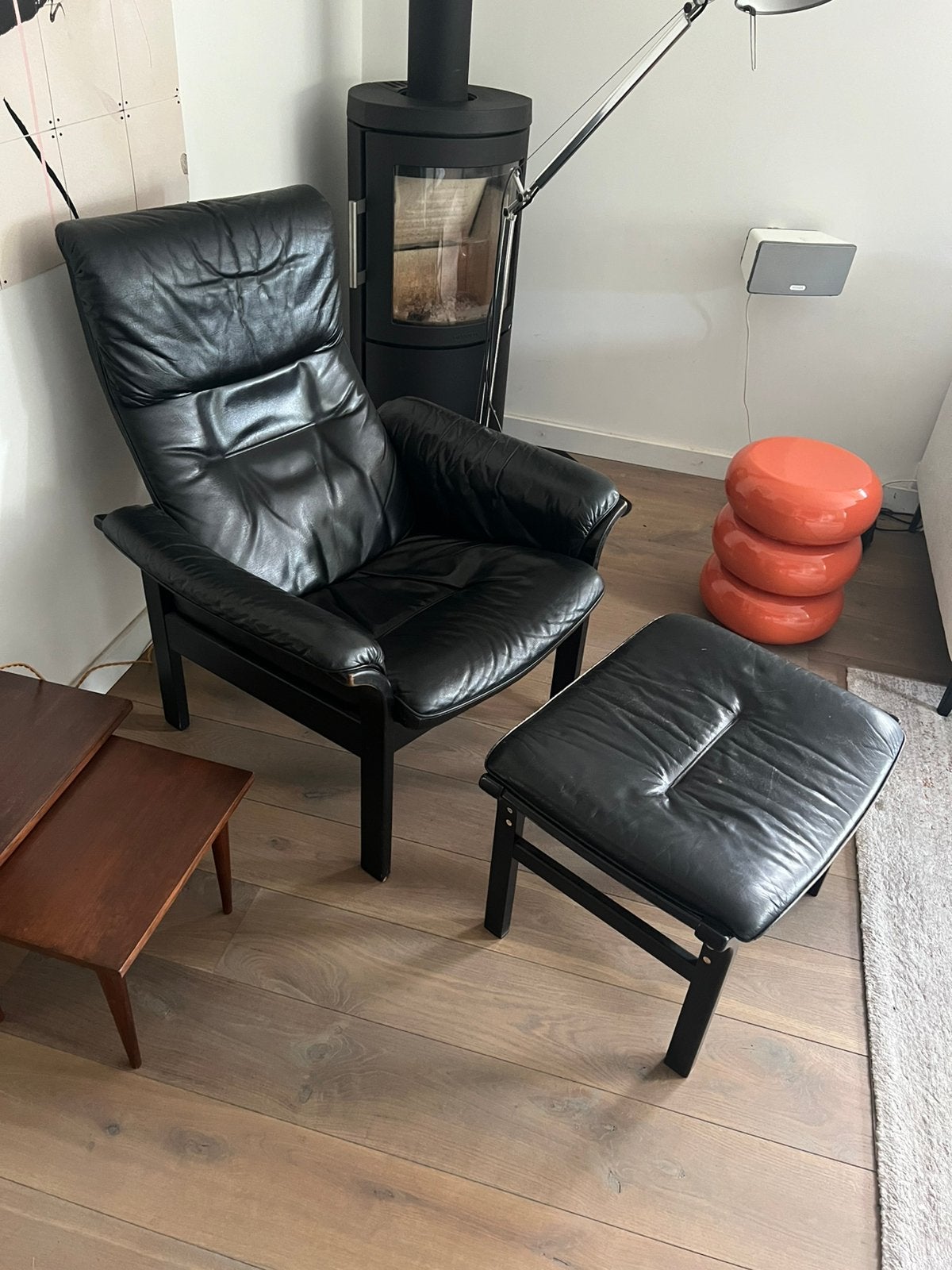 Fauteuil Göte Möbler, Zweeds design, (60/70) mid-century, Ophalen, Gebruikt, Minder dan 75 cm, Leer