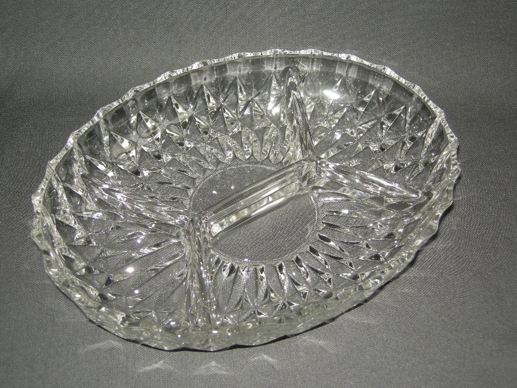 glas - kristal presenteerschalen, ovale 4-vakschaal, Ophalen of Verzenden