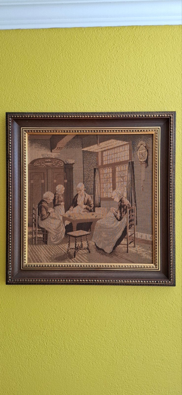 Vintage Tapestry Schilderij Wandkleed, Ophalen of Verzenden, Portret of Personen, Doek