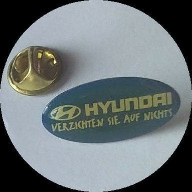 HYUNDAI pin, blauw, Ophalen of Verzenden, Zo goed als nieuw, Transport, Speldje of Pin