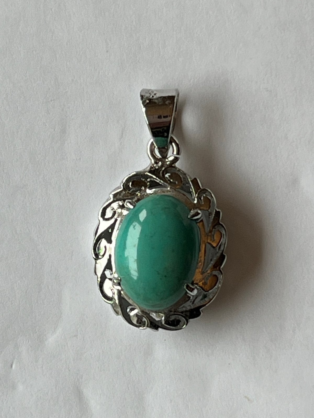 Bijzondere zilveren hanger met Larimar edelsteen, Overige voorstellingen, Zo goed als nieuw, Met edelsteen, Zilver