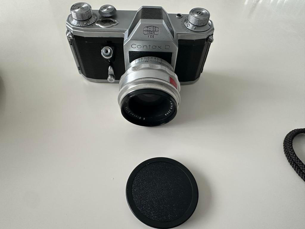 ZEISS IKON VEB Contax D met Tessar 50mm f/2.8, Ophalen of Verzenden, Gebruikt, Spiegelreflex, Overige Merken