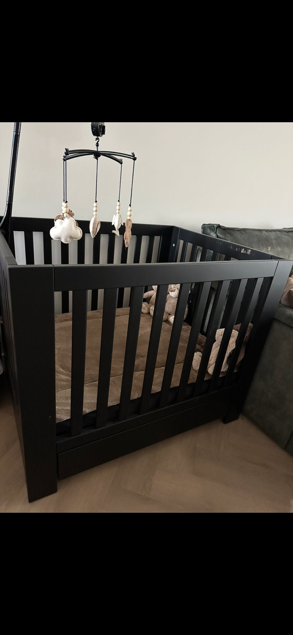 Stevige zwarte box 105x85x87 met lade - Babypark, Ophalen, Gebruikt, Rechthoekig, Lade