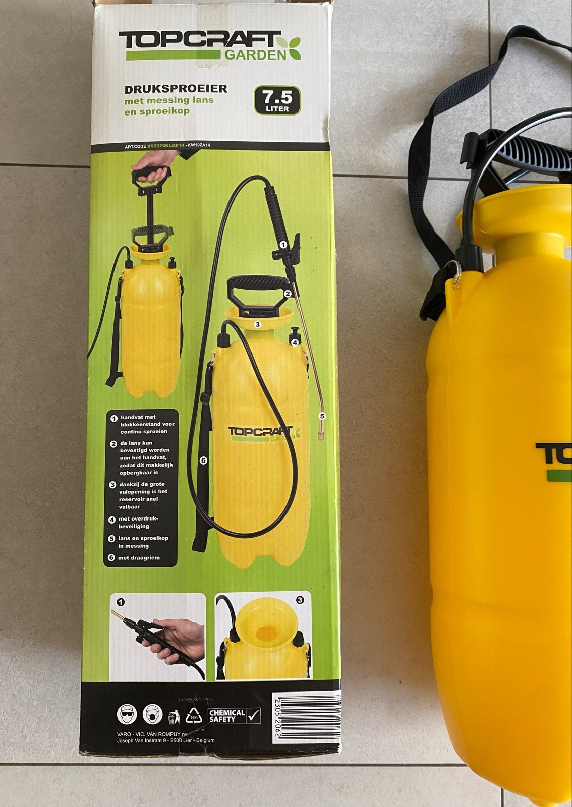 Topcraft Druksproeier 7.5 Liter -Nieuw- met Messing Lans, Ophalen of Verzenden, Nieuw, Overige typen
