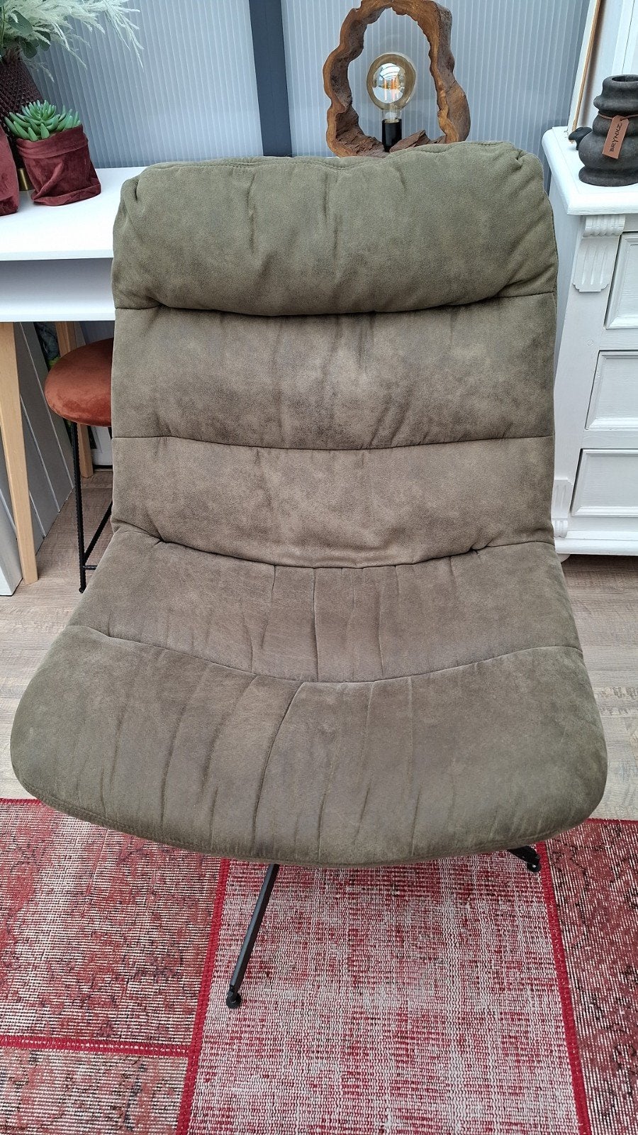 Donkergroene draai fauteuil - Z.g.o.h., Huis en Inrichting, Fauteuils, Zo goed als nieuw, Stof, 75 tot 100 cm, 75 tot 100 cm, Ophalen of Verzenden