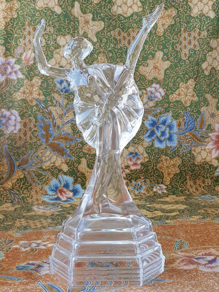 Mooi oud vintage ballerina beeldje van kristal 27 cm.