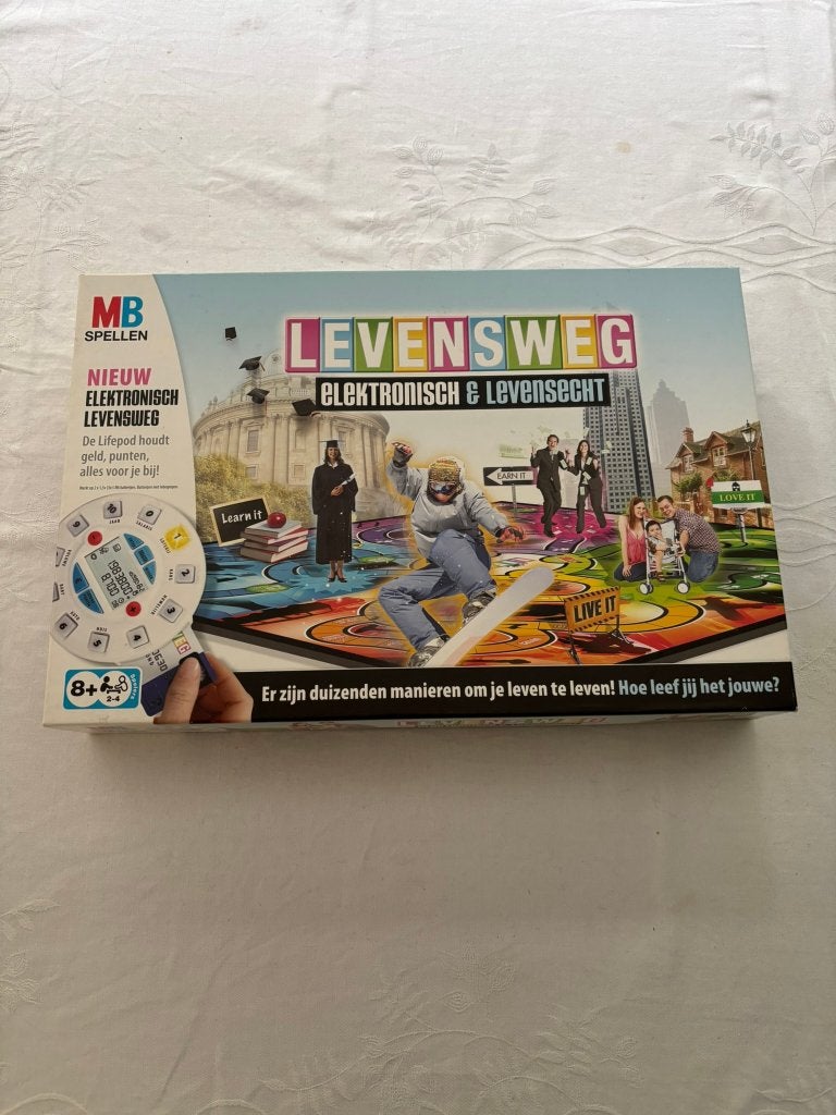 Levensweg Elektronisch & Levensecht Bordspel 2-4 spelers!, Drie of vier spelers, Ophalen of Verzenden, Zo goed als nieuw, MB Spellen