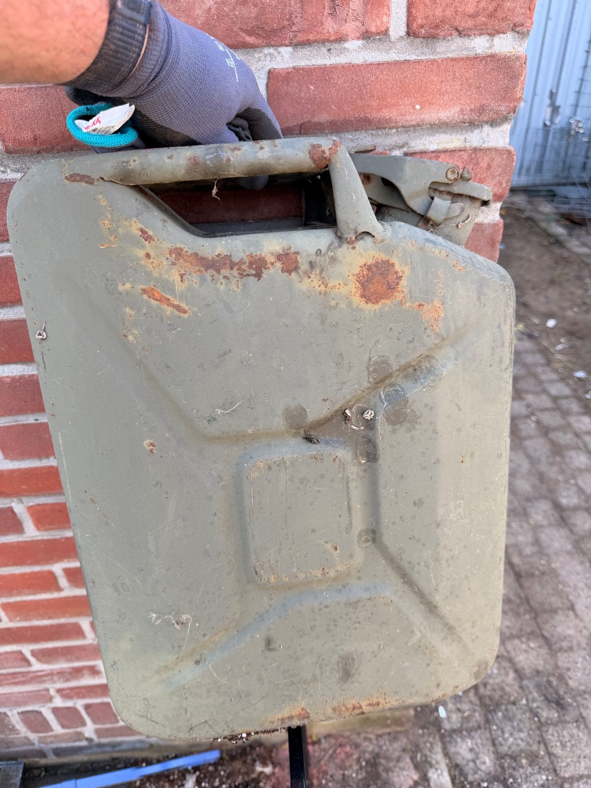 20 liter stalen jerrycan voor benzine, Auto diversen, Ophalen of Verzenden, Gebruikt