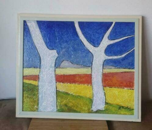 Henk Koolen schilderij bomen modern landschap, Ophalen