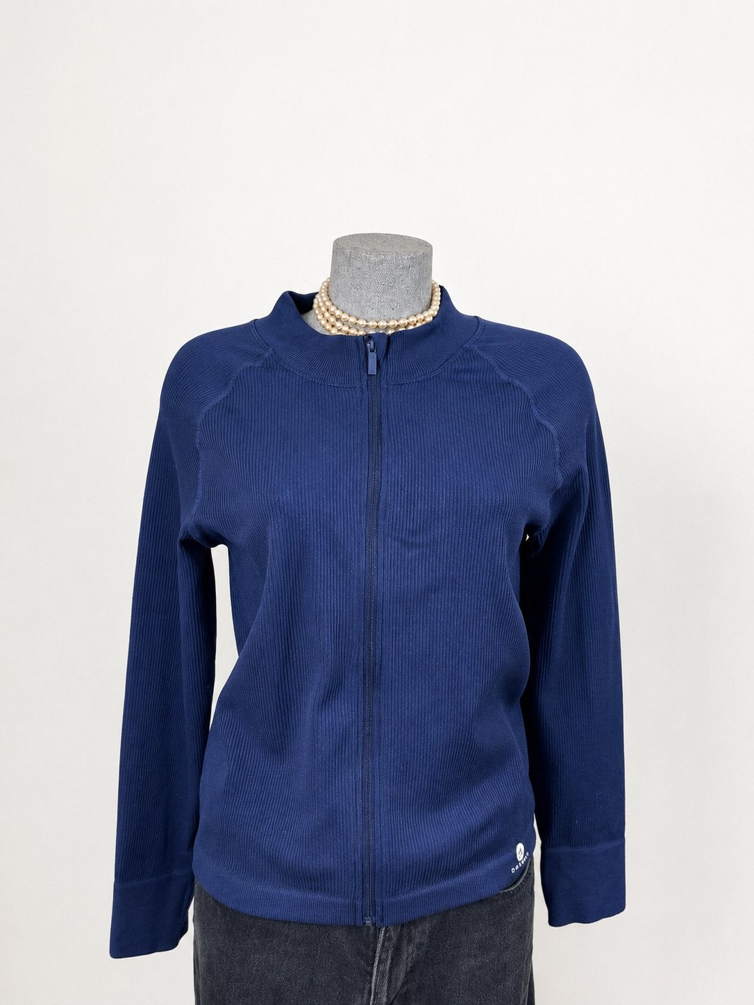 Danskin donkerblauw ribgebreid vest met rits M, Ophalen of Verzenden, Zo goed als nieuw, Blauw