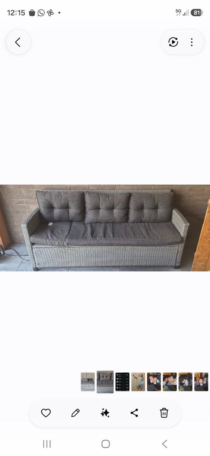 Gratis lounge bankje met hocker (als tafeltje), Gebruikt, Hocker, Wicker, Ophalen