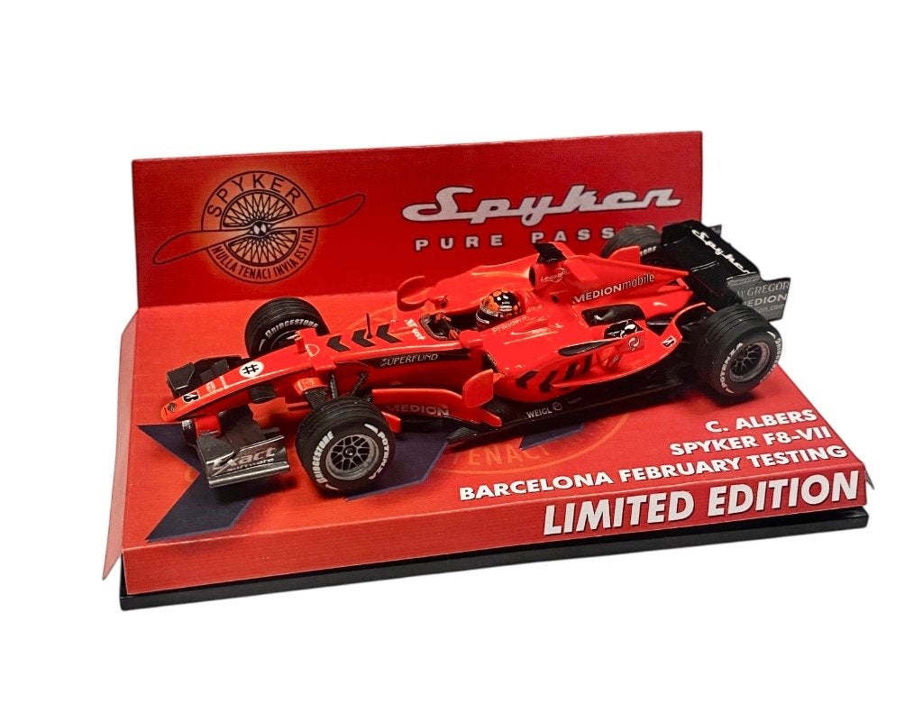 F1 Spyker F8-VII Test Christijan Albers 1/43, Ophalen of Verzenden, Zo goed als nieuw, Auto, MiniChamps