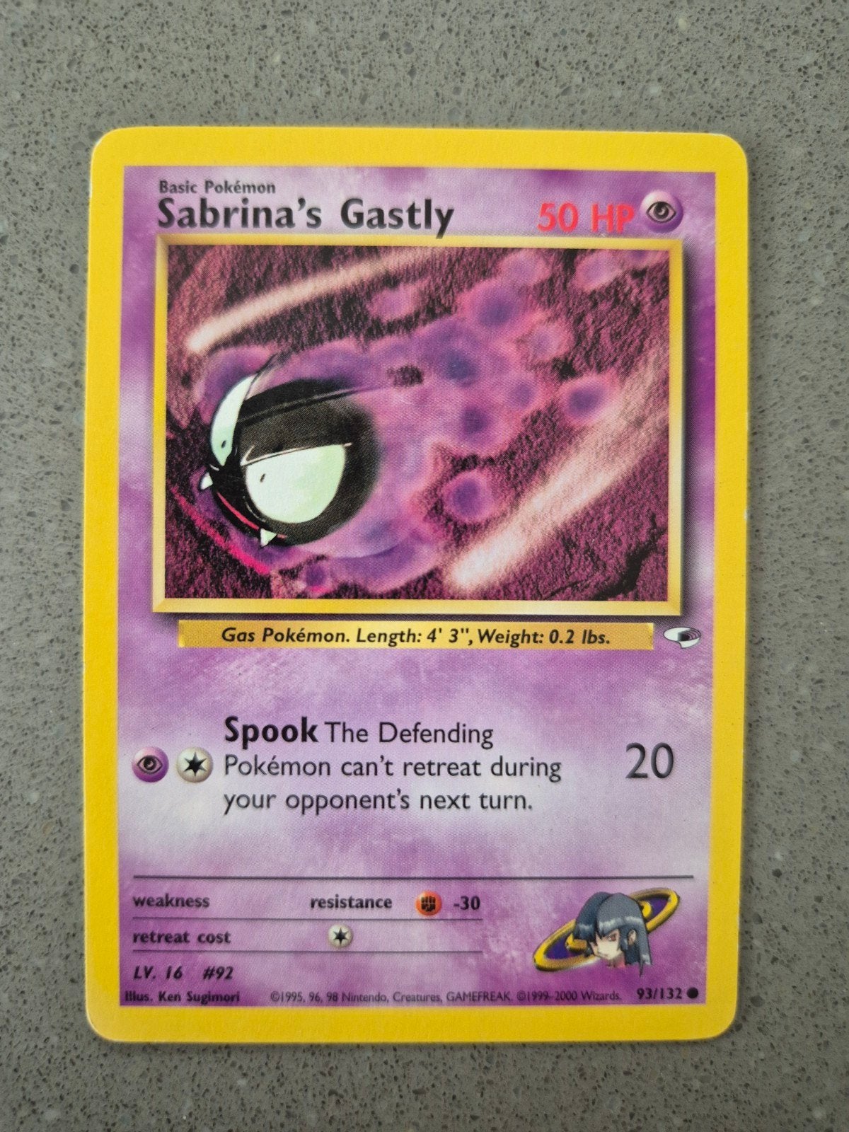 Sabrina's Gastly Pokémon Kaart (93/132) - Gym Heroes, Ophalen of Verzenden, Gebruikt, Losse kaart
