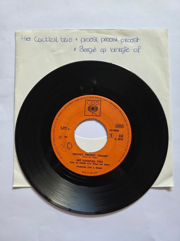 Het Cocktail trio - Proost, proost, proost, Gebruikt, 7 inch, Single, Ophalen of Verzenden