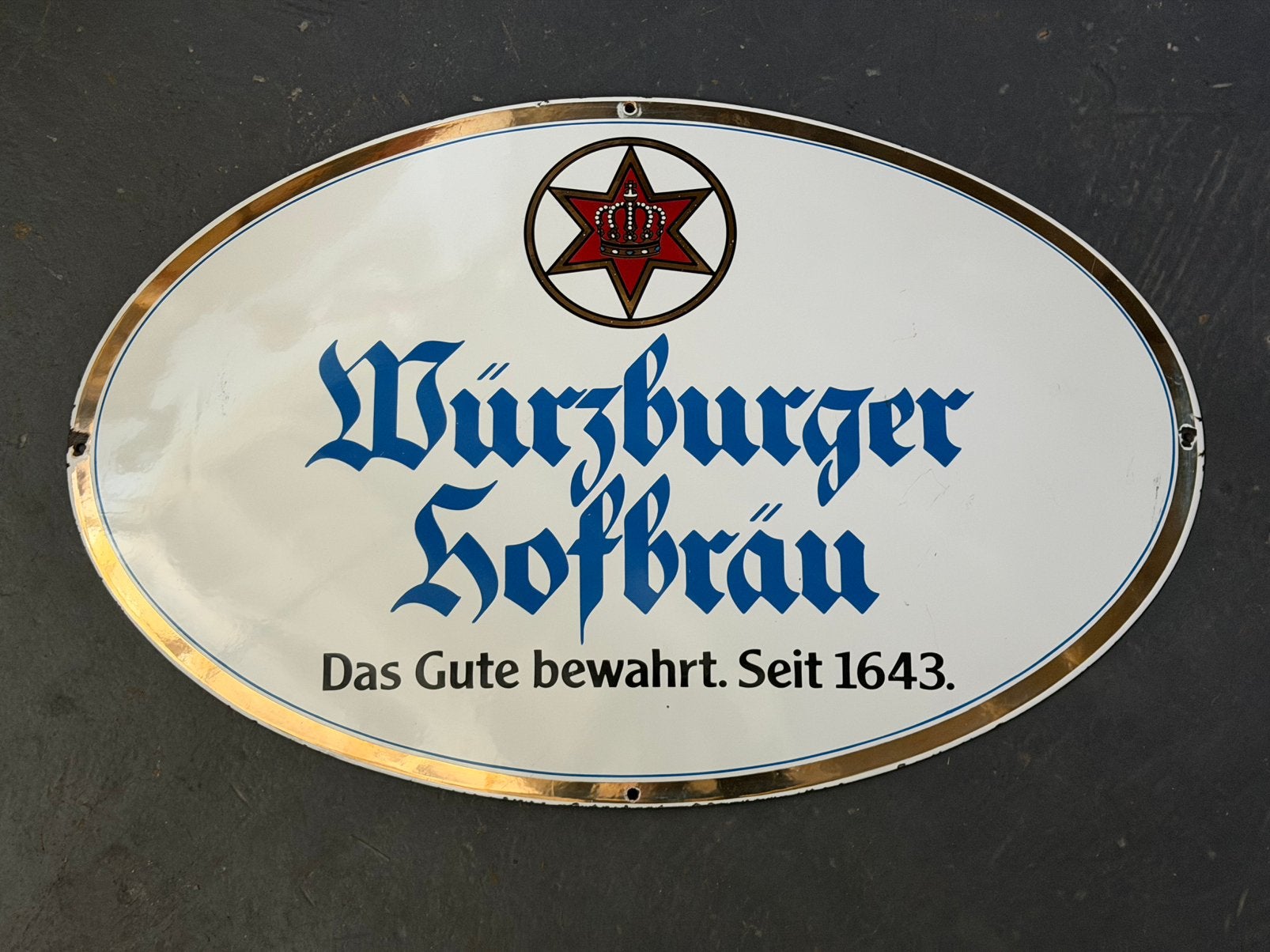 Emaille  Würzburger Hofbräu Bord, Ophalen of Verzenden, Gebruikt, Reclamebord