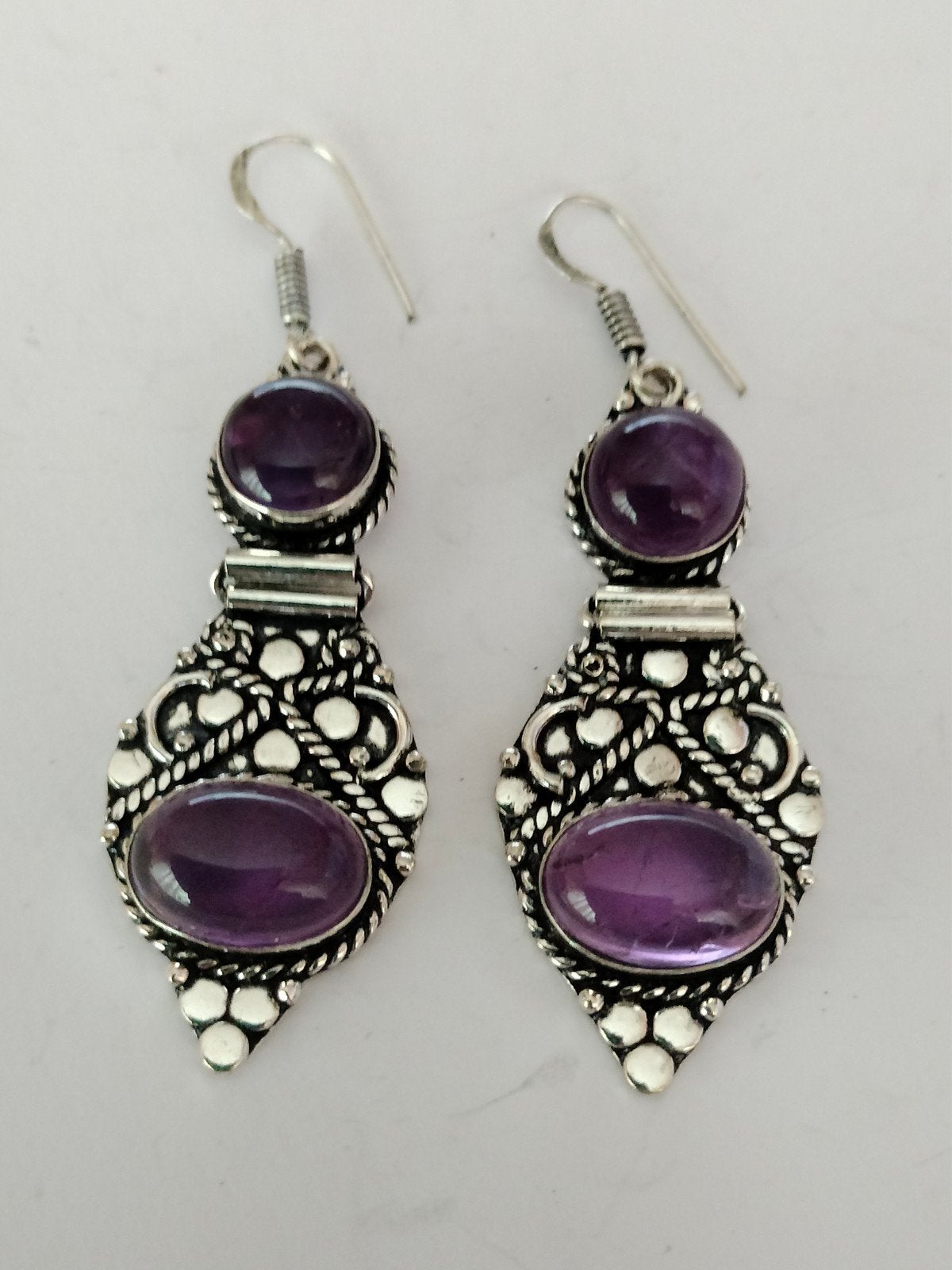 zilveren oorbellen met paars amethist, Sieraden, Tassen en Uiterlijk, Hangers, Verzenden, Paars, Nieuw