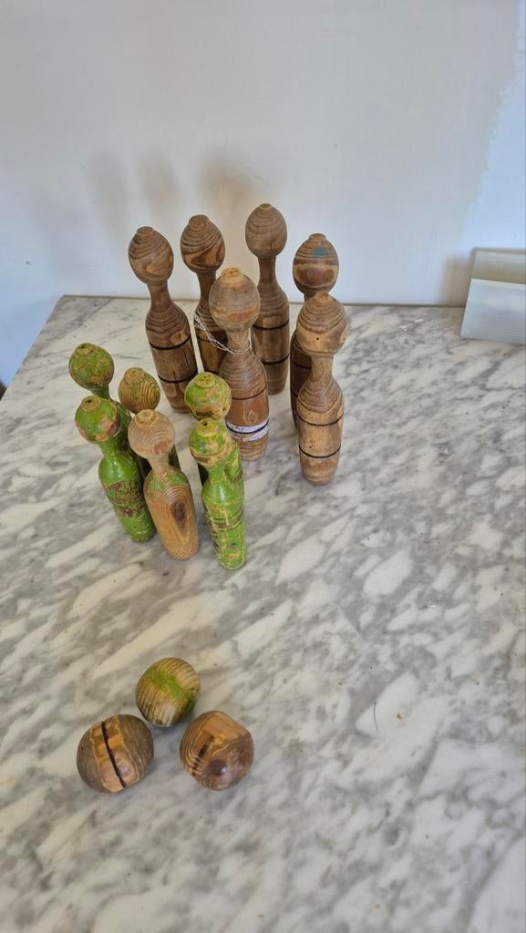 Vintage houten kegelspel - Uniek en decoratief, Ophalen of Verzenden, Gebruikt