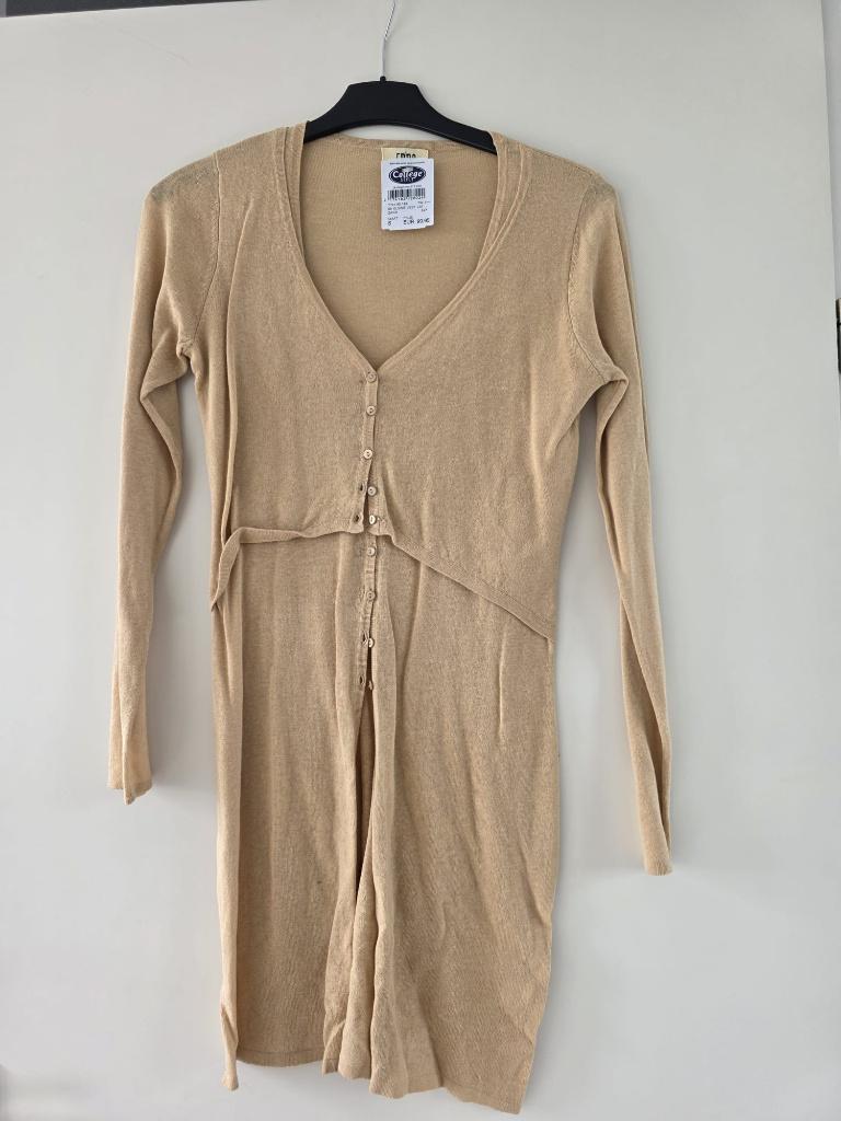 Lang beige vest nieuw maat S (katoen/linnen), Beige, Nieuw, Ophalen of Verzenden, Maat 36 (S)