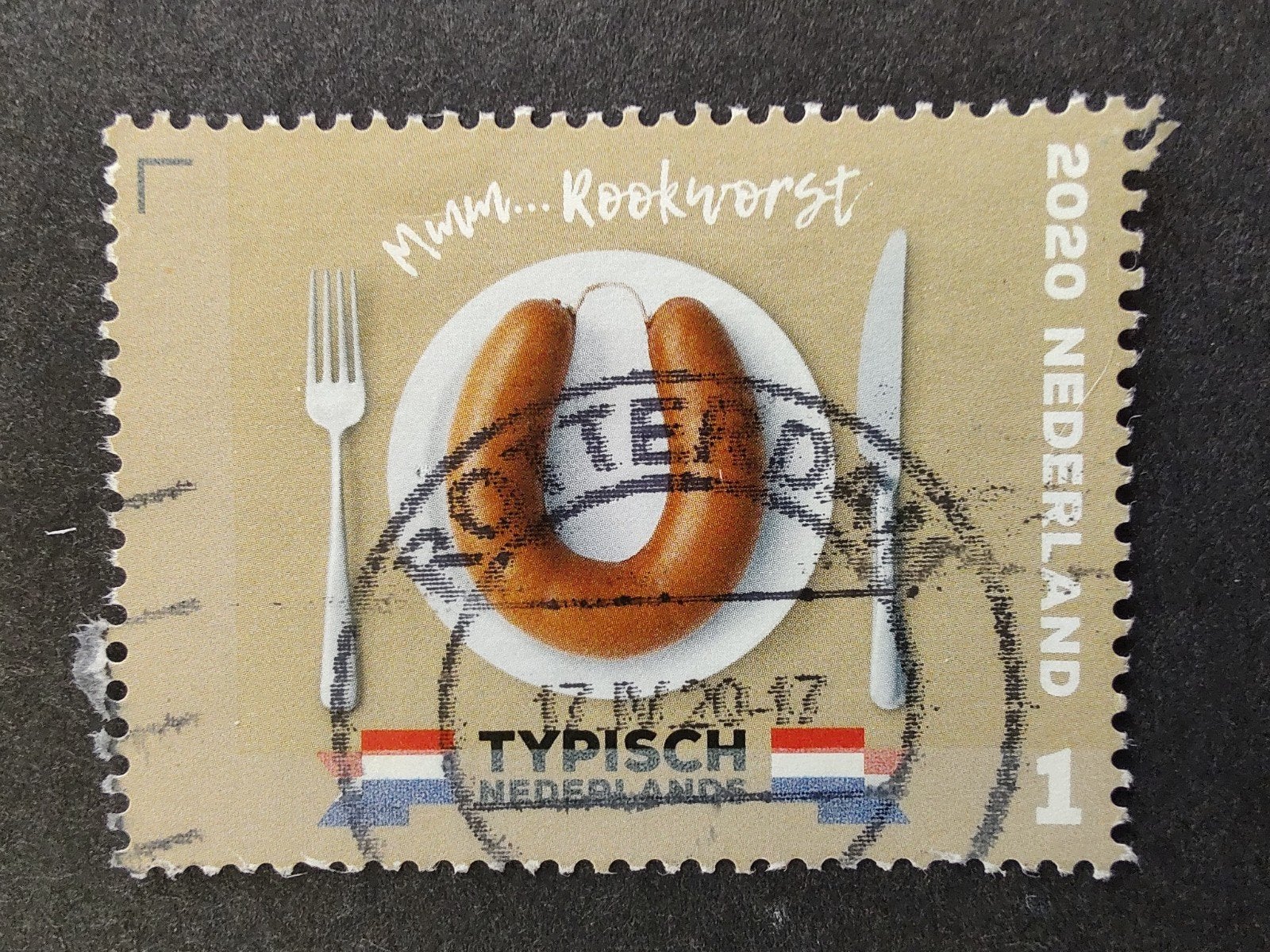 3822 rookworst 2020 typisch nederland, Ophalen of Verzenden, Gestempeld
