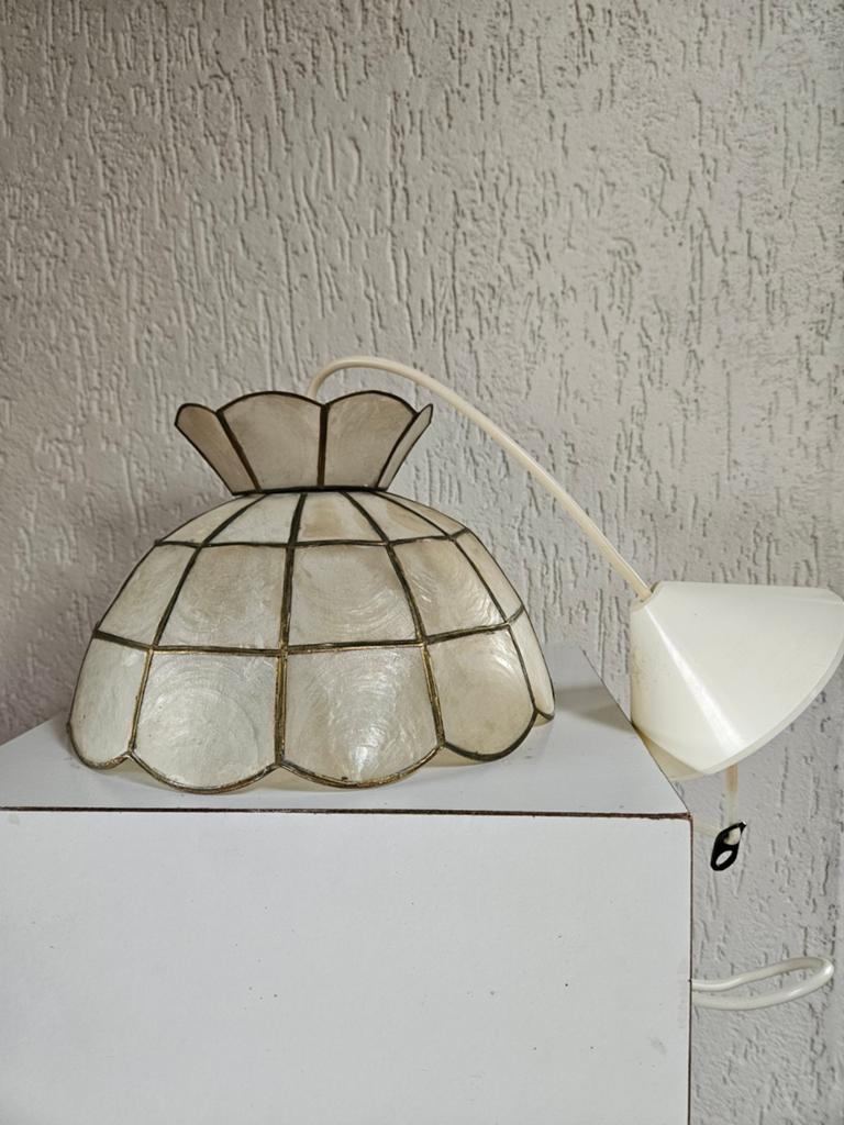 Vintage Capiz Schelpen Hanglamp - Goudkleurig, Ø 25 cm, Ophalen of Verzenden