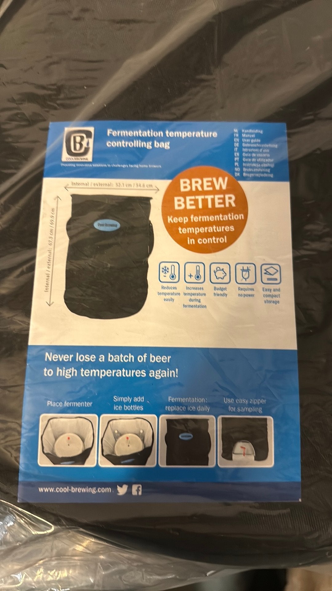 Coolbrewing zak voor beheersen van de vergisting temperatuur, Ophalen of Verzenden, Zo goed als nieuw